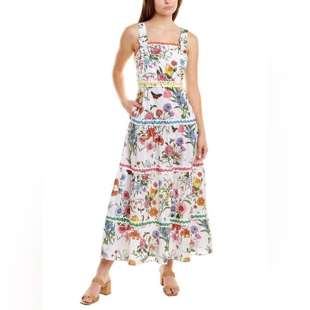 J. McLaughlin Floral Midi Dress - Multicolor on White